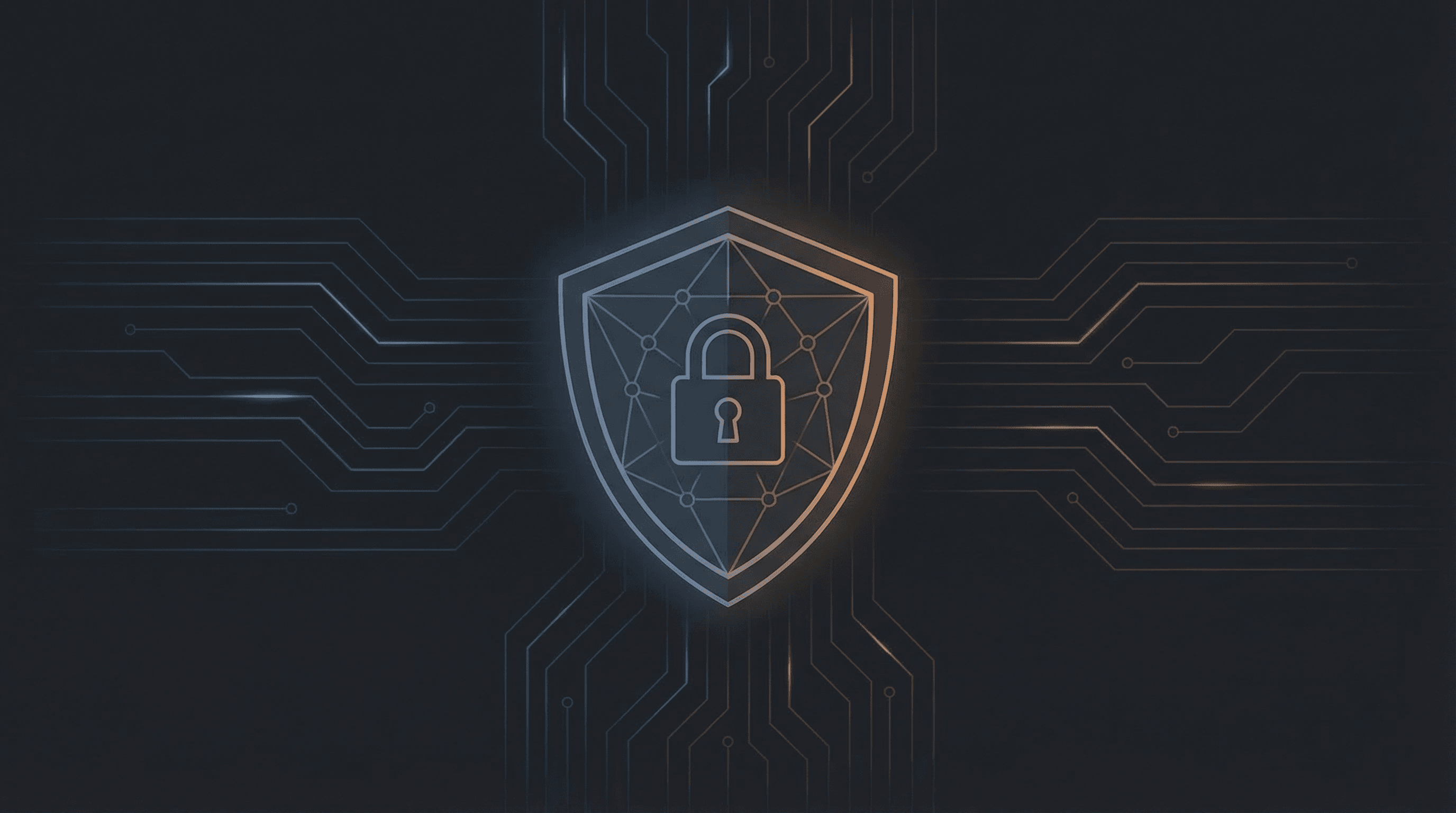 Schutzschild-Symbol vor einem Firmennetzwerk